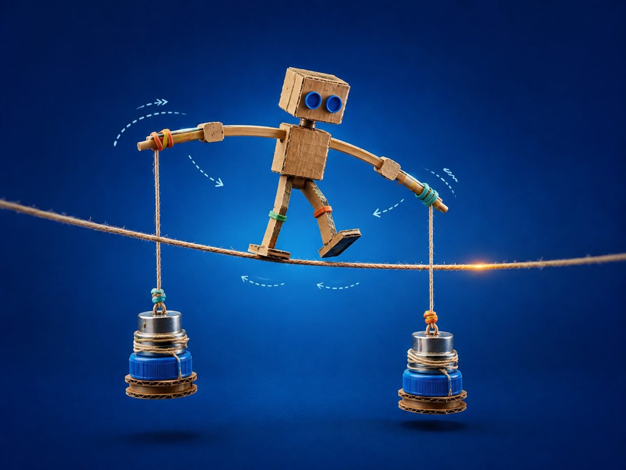 Robô equilibrista na corda bamba
