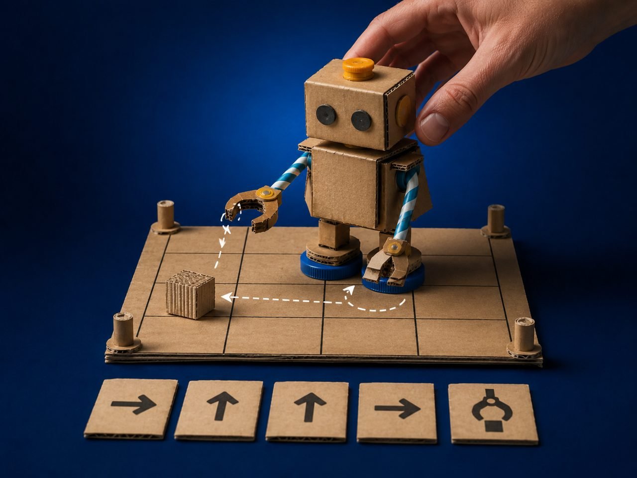 Robô "programado por cartões" (sem energia)
